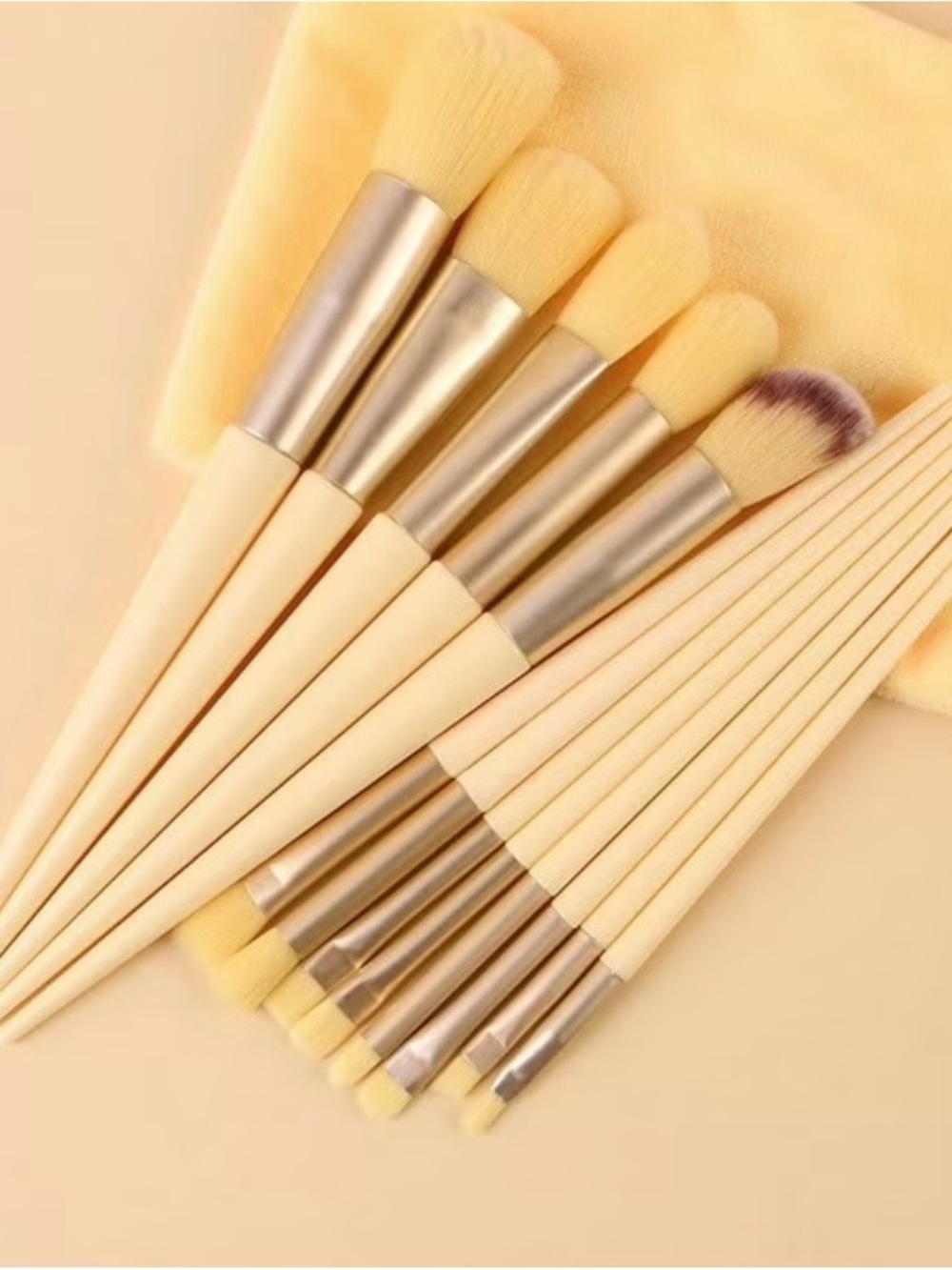 Yellow Makeup Brush Set - 13 Piece